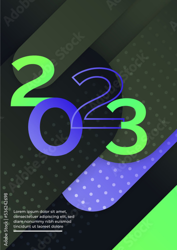 Luxury design happy new year 2023 with colorful number