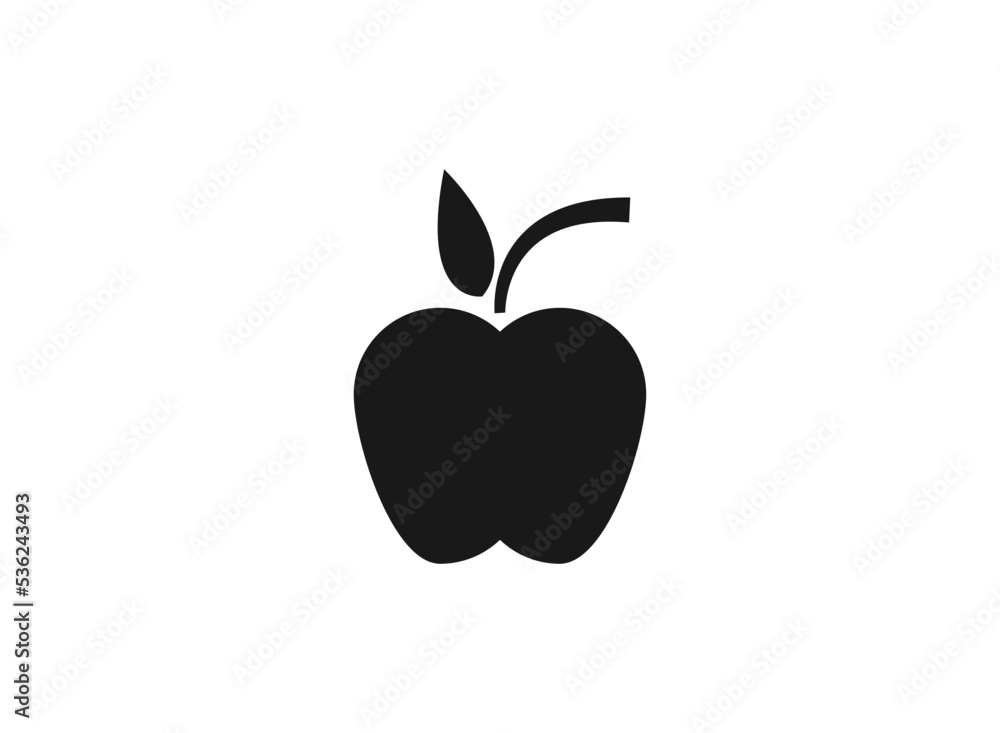 Flat web black apple icon. Vector illustration. Flat web black apple icon. Vector illustration.