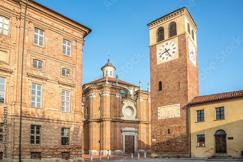 Foto View at the Church and bell tower in Riva presso Chieri village - Italy