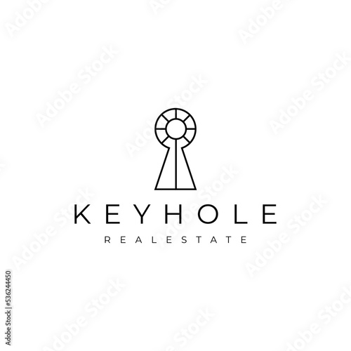 key hole lock line art logo design