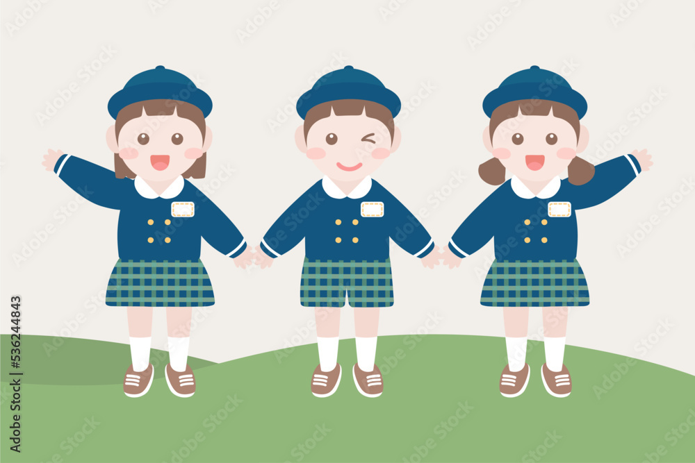 유치원복 입은 어린이 캐릭터 일러스트 이미지 유치원복 입은 어린이 캐릭터 일러스트 이미지