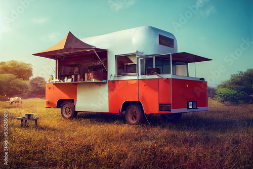 Retro red Food truck