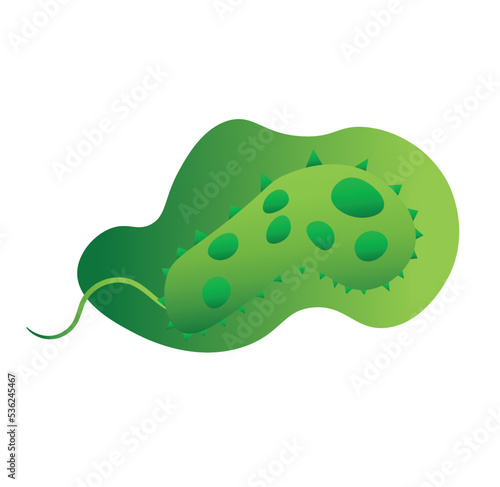 Green bacterium on white background