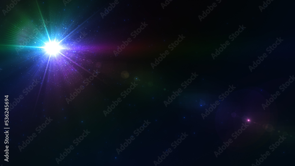 虹色　レインボー　発光　粒子　レンズフレア