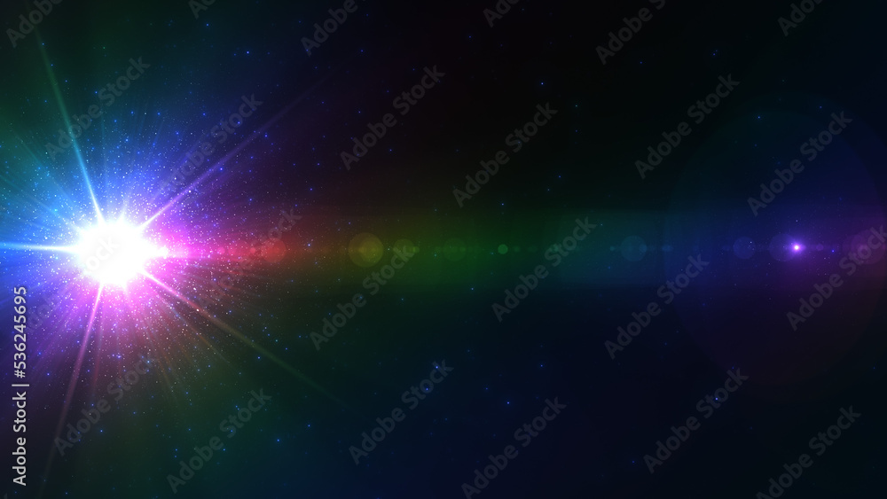 虹色　レインボー　発光　粒子　レンズフレア