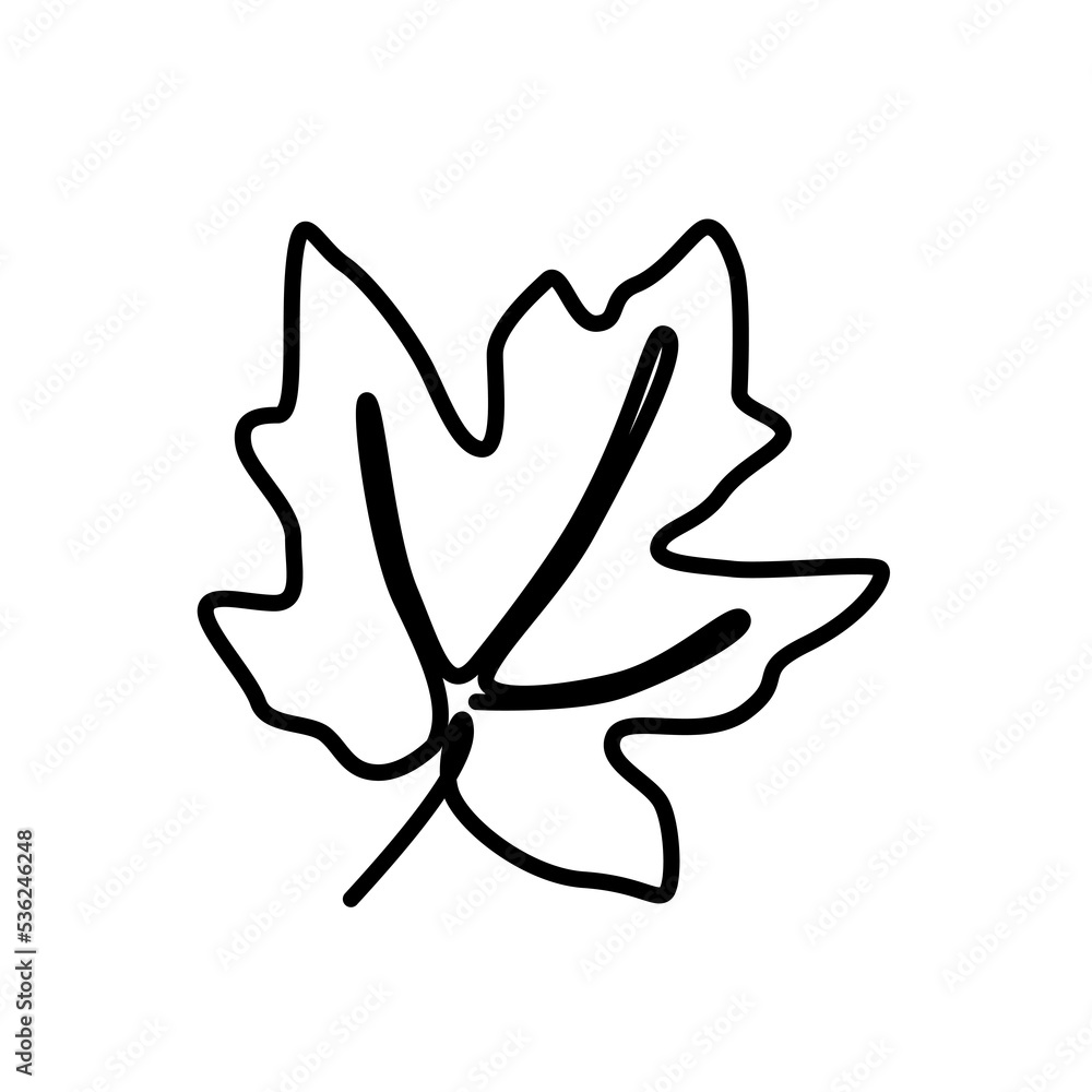 continuous one line illustration of maple autumn tree leaf with minimal png design