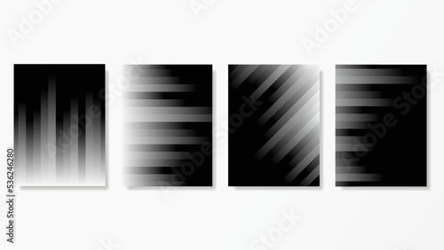Gradient black-white stripes with square shapes created aesthetic wall art. It can be suitable for digital art, interiors, wall art, and everything about decoration. © Studioo Dan