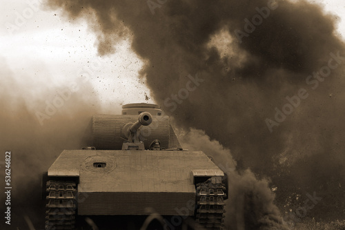 German tank (replica) during historical reenactment of WWII