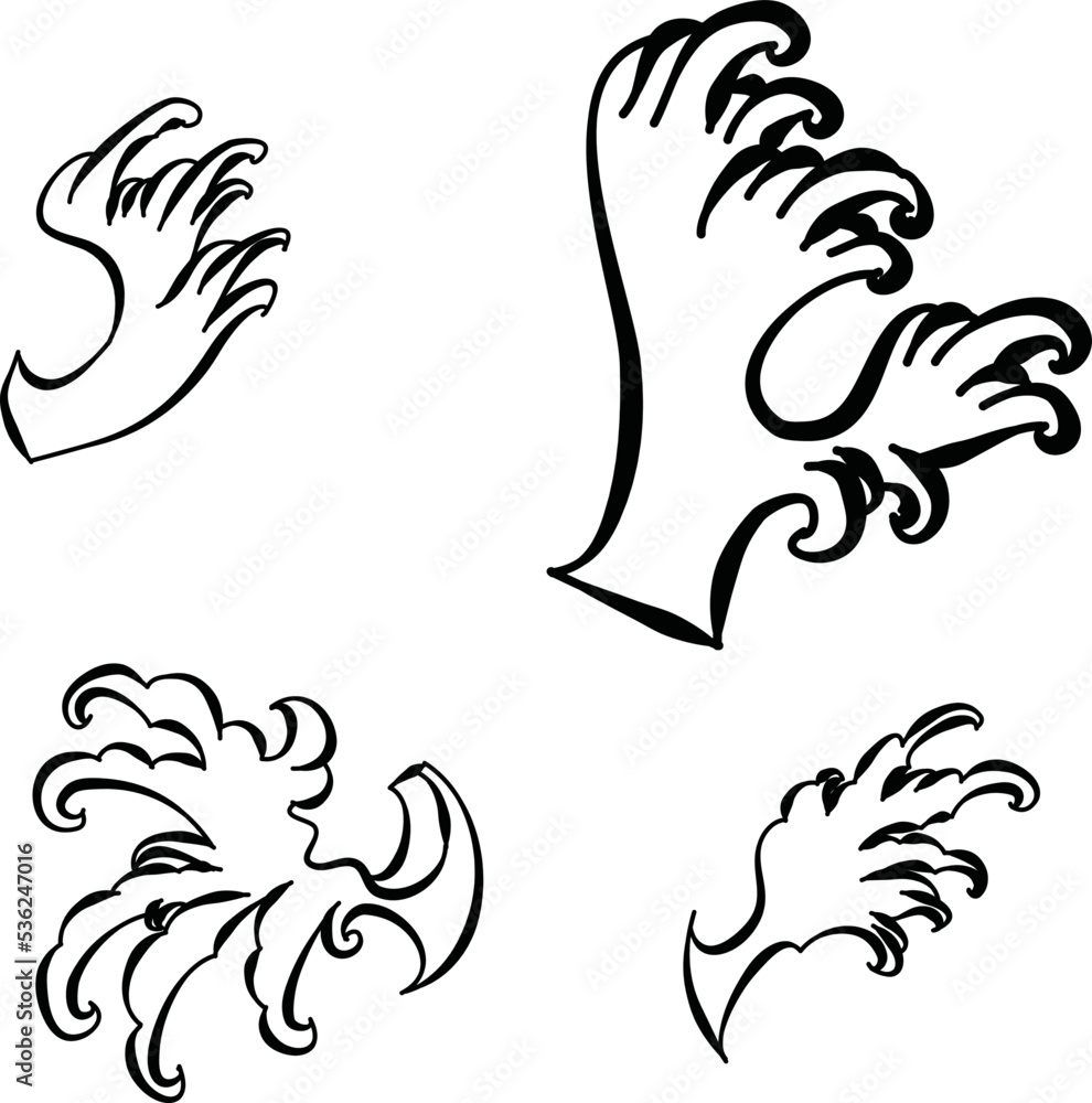 Japanese wave tattoo design isolate vector.Chinese cloud vector for