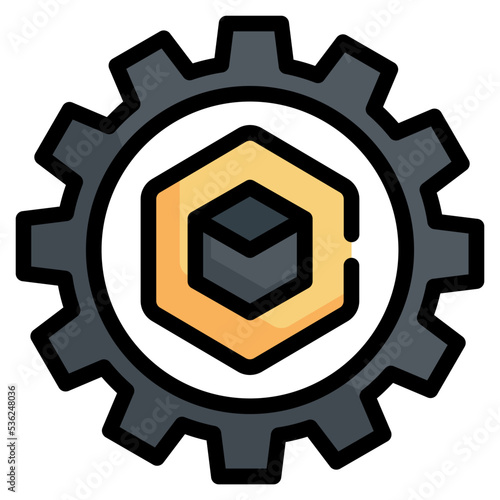 gear work nft token system  filled outline icon