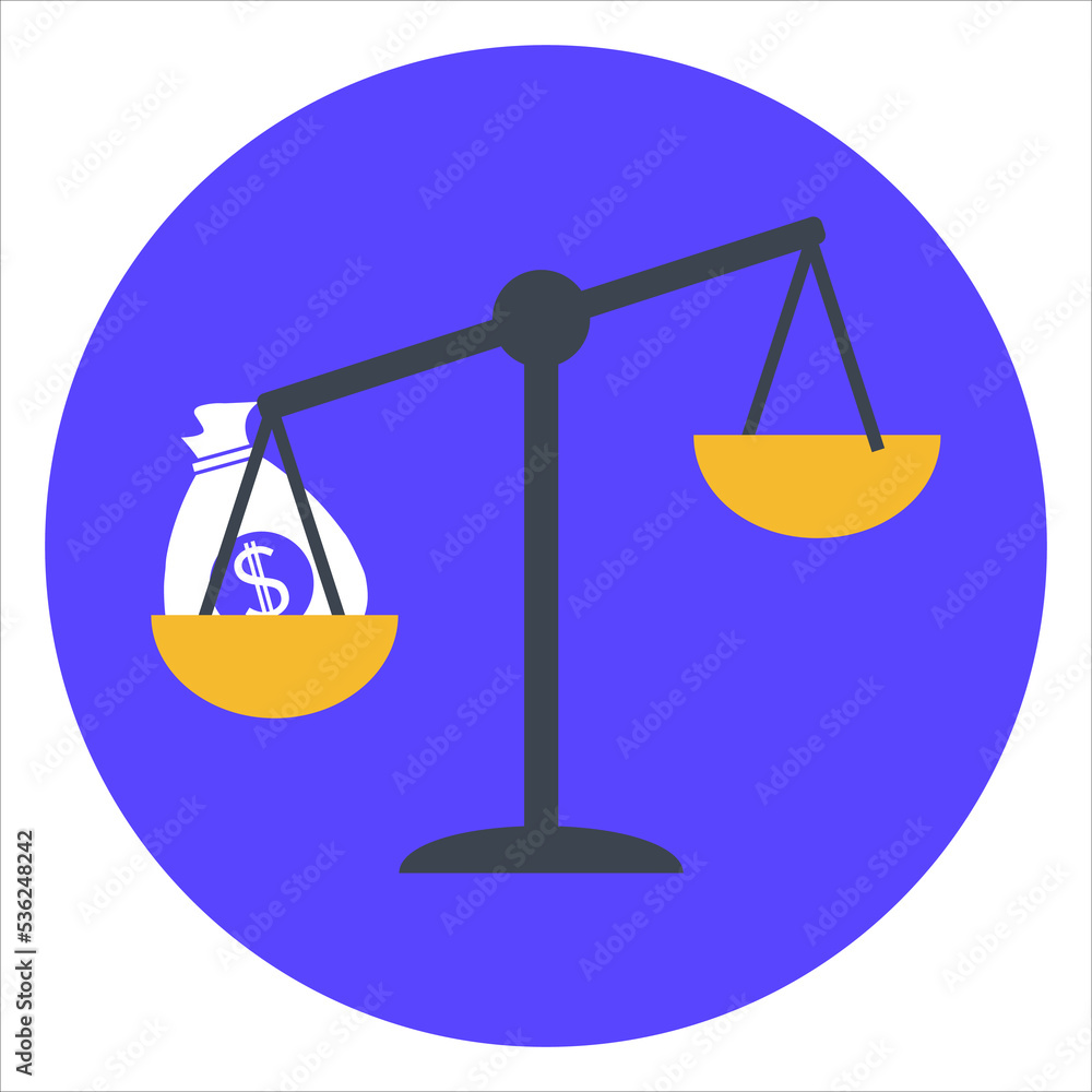 art illustration icon symbol logo of scales of justice and money art illustration icon symbol logo of scales of justice and money
