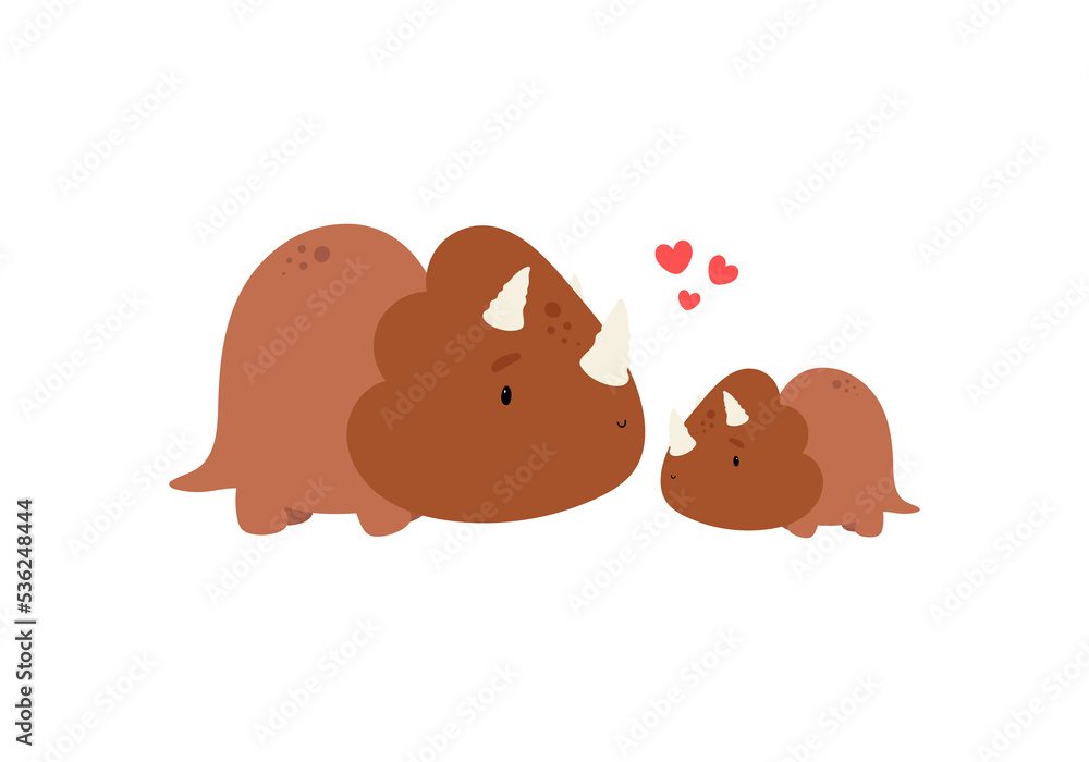 Cute Dinosaur with baby. Cartoon style. Vector illustration. For kids stuff, card, posters, banners, children books, printing on the pack, printing on clothes, fabric, wallpaper, textile or dishes. Cute Dinosaur with baby. Cartoon style. Vector illustration. For kids stuff, card, posters, banners, children books, printing on the pack, printing on clothes, fabric, wallpaper, textile or dishes.