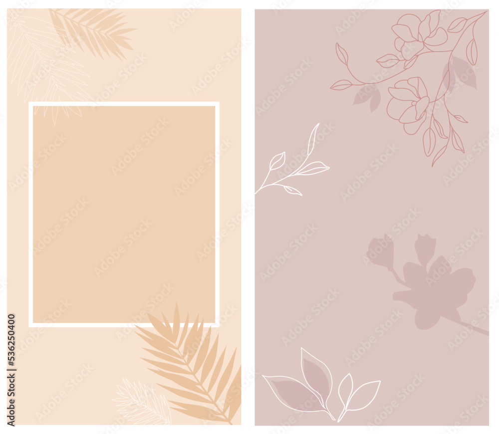 A set of beautiful message templates in gentle beige and pink colors. Suitable for social media posting and online advertising A set of beautiful message templates in gentle beige and pink colors. Suitable for social media posting and online advertising