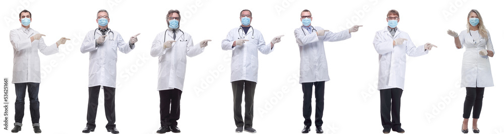 group of doctors in mask isolated on white group of doctors in mask isolated on white