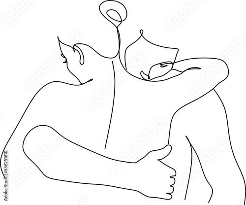 Abstract Couple Line Art Drawing for Romantic Posters, Wall Decor, Prints. Couple Body One Line Art Drawing. Love Minimalist illustration.