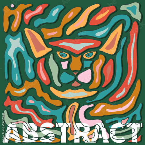 Vector cat abstraction. The inscription of the word abstraction. For print and web.