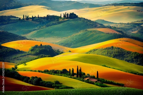 Tuscan hills and vineyard photo