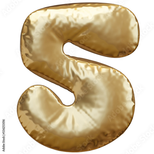 Golden inflated number. Balloon metallic number. 3d