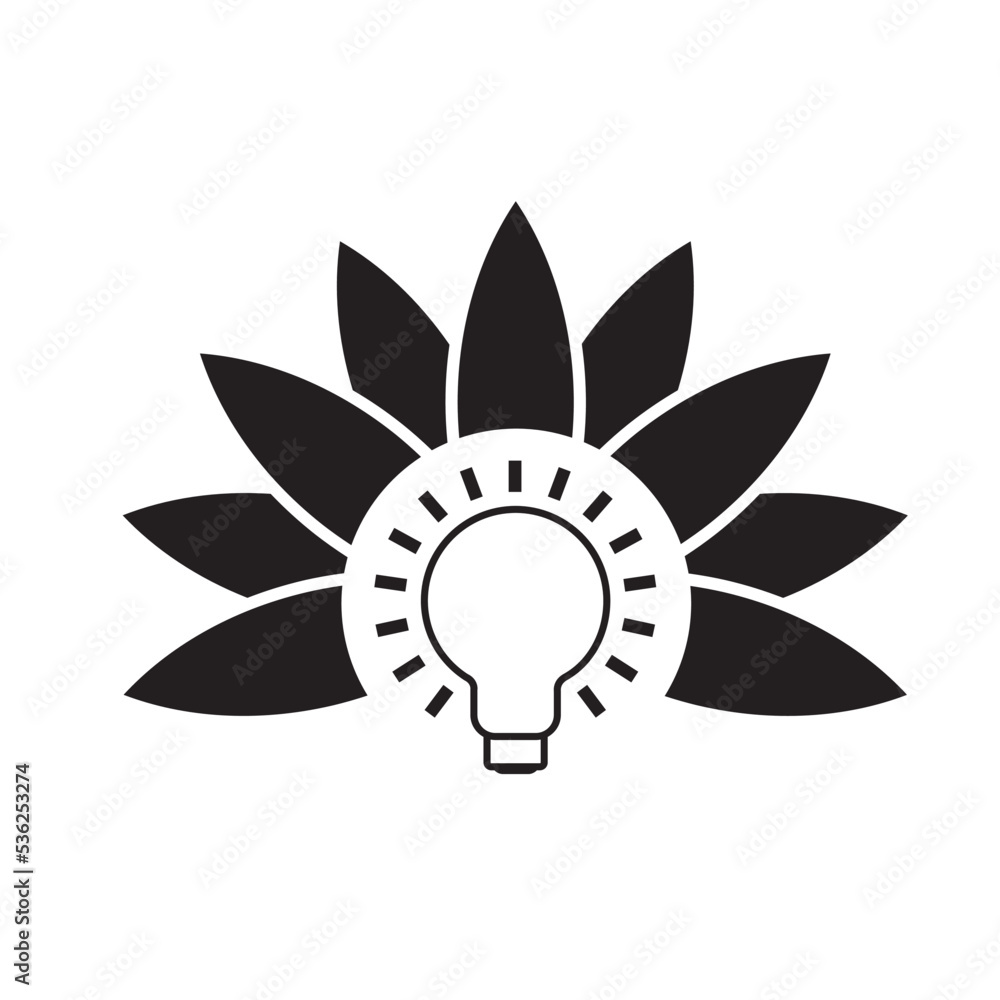 bulb with flower vector icon bulb with flower vector icon