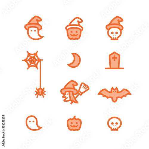 ハロウィンアイコンセット_オレンジ