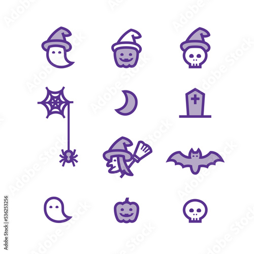 ハロウィンアイコンセット_紫