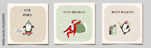 greeting; funny; joy; snowy; cute; gentle; penguin; warm wishes; cozy; santa; character; cartoon; background; best wishes; card; celebration; christmas; collection; december; decor; decoration; eve; f