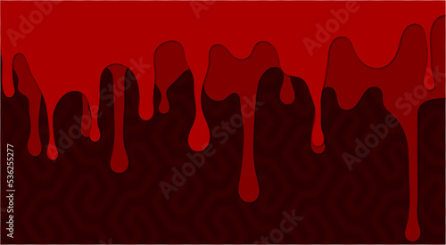 Red blood liquid dripping seamless background vector, blood drops on red pattern background.