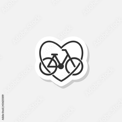 Bicycle logo, love cycling logo design sticker isolated on white background