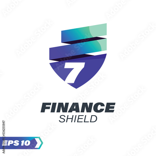 Finance Shield Numeric 7 Logo