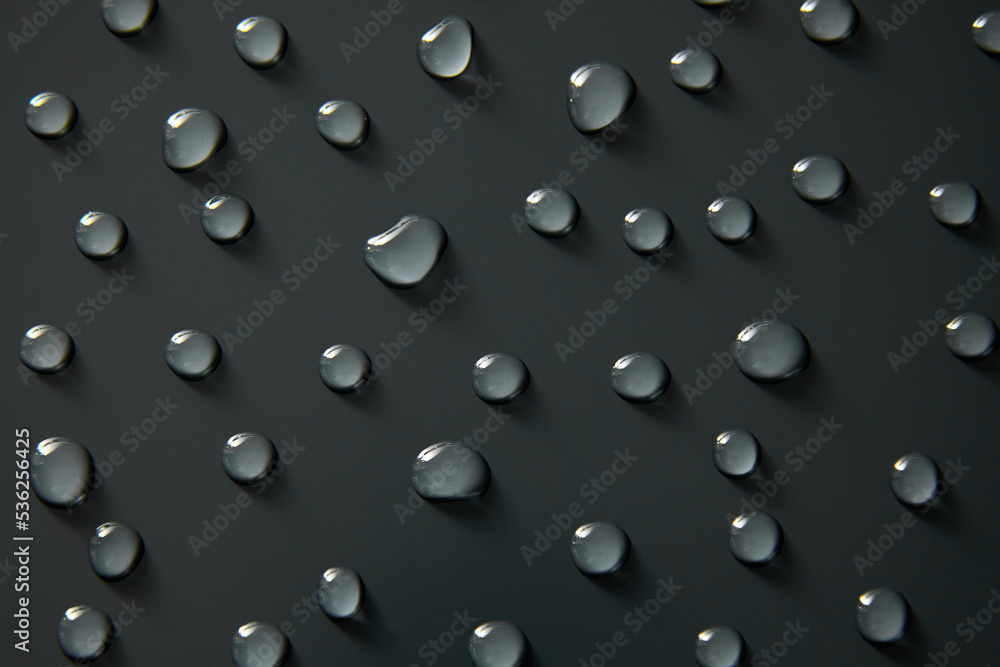 Abstract water drops on grey background, macro, Bubbles close up