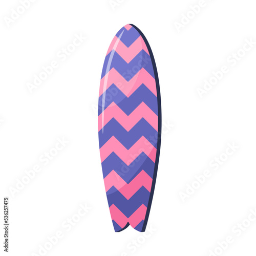 Hybrid surf board, mix of shortboard and fishboard for water sport. Beach fish-like surfboard design for summer extreme activity. Flat graphic vector illustration isolated on white background