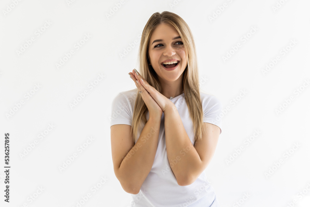 Portrait of a pretty woman posing isolated on a white background Portrait of a pretty woman posing isolated on a white background