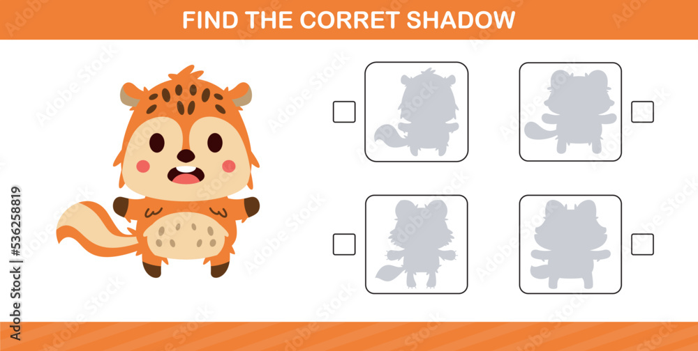 finding the correct shadow of cute animal,education game for kids age 5 and 10 Year Old