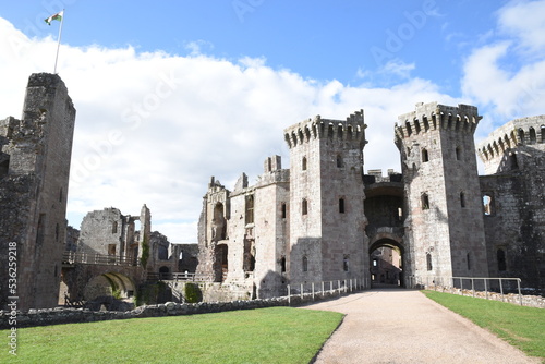 the ruins of raglan castle in Monmouthshire wales