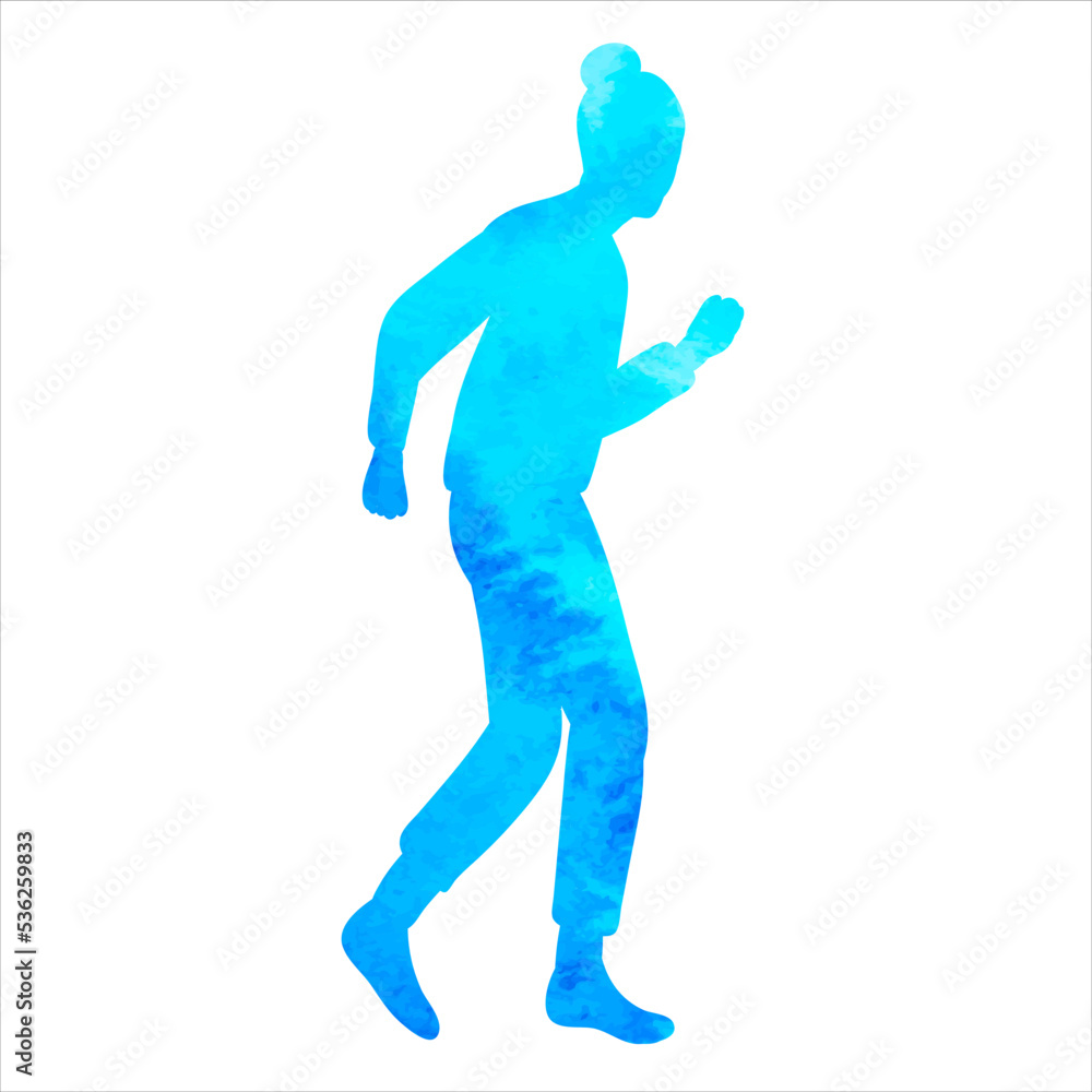 dancing woman blue watercolor silhouette isolated dancing woman blue watercolor silhouette isolated