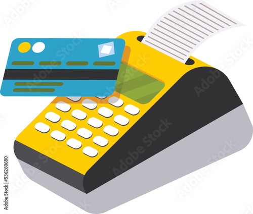 Vector Image Of A Pos Device With Credit Card, Isolated On Transparent Background.