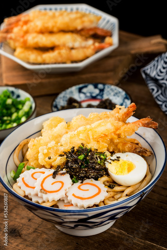 Japanese Cuisine: Delicious tempura prawn udon noodles