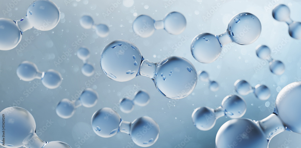 Oxygen O2 molecule, oxygen molecular structure science background, 3d