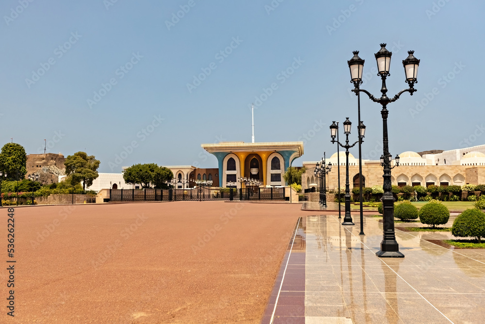 Al Alam Palace front view in Muscat old town, Oman