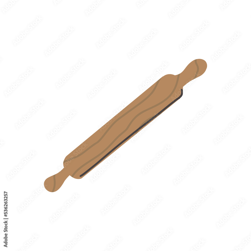 Wooden rolling pin icon. Homemade cookware. Vector baking tool illustration. Wooden rolling pin icon. Homemade cookware. Vector baking tool illustration.