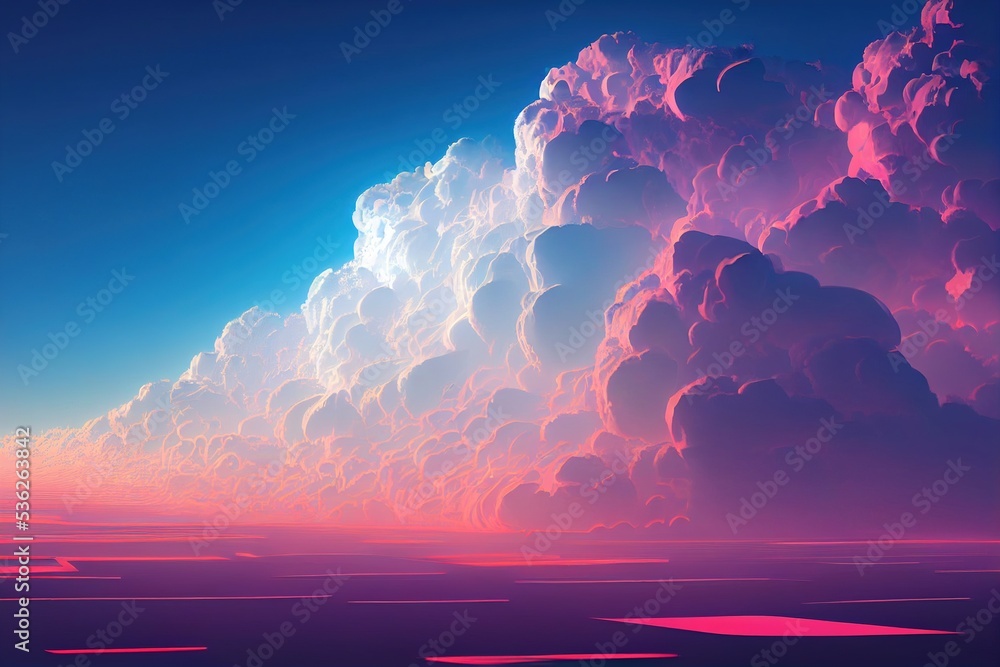 Abstract of cloud and sky natural background in retrowave city pop