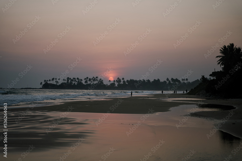 Sunset on the ocean in Sri Lanka