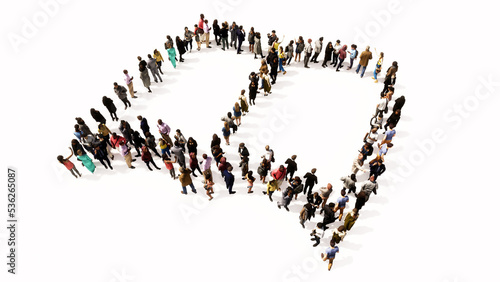 Concept or conceptual large community  of people forming the image of an open book on white background.  A 3d illustration metaphor for learning, education, research,  science, literature and culture