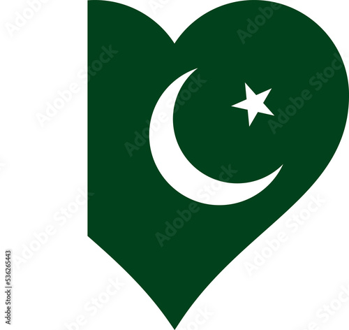 Pakistan Heart Flag. Pakistani Love Shape Country Nation National Flag Sign Symbol Banner. Transparent PNG Flattened JPG Flat JPEG