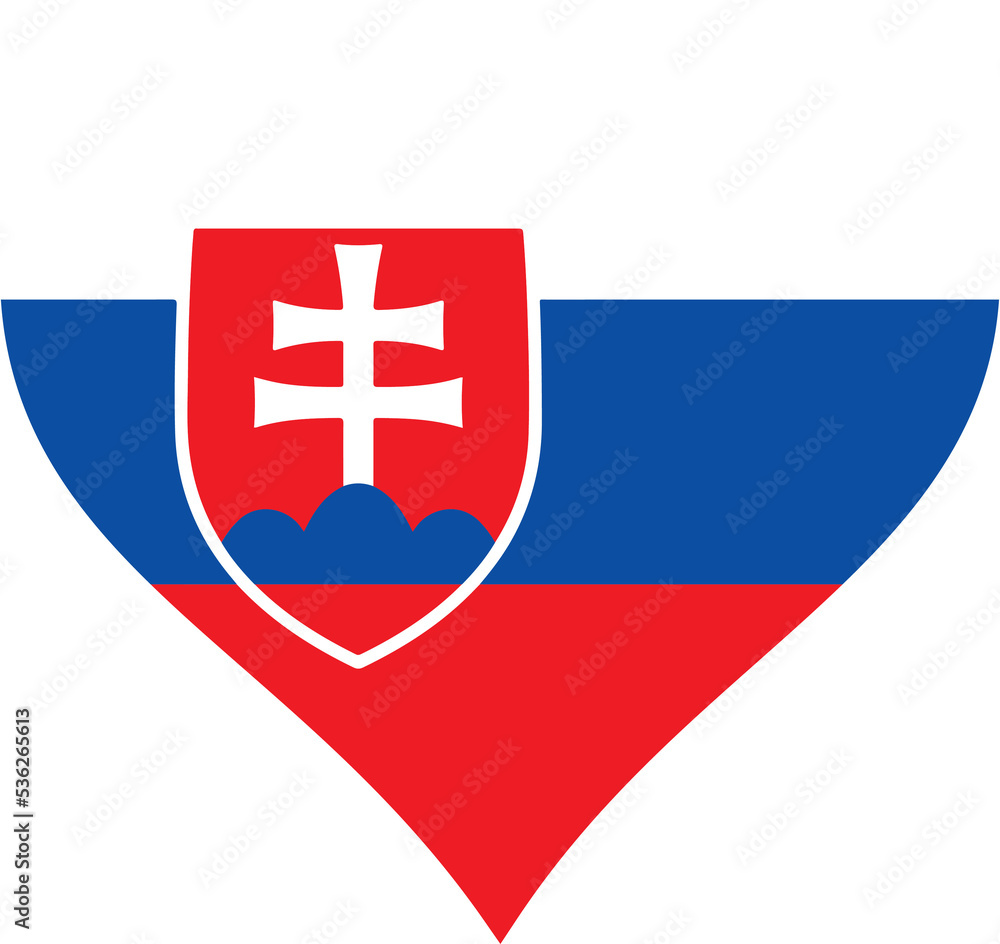 Fototapeta premium Slovakia Heart Flag. Slovak Love Shape Country Nation National Flag Sign Symbol Banner. Transparent PNG Flattened JPG Flat JPEG