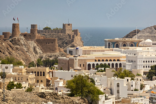 Aerial view of Old Muscat town, Oman photo