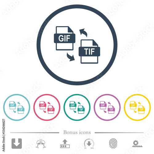 gif tif file conversion flat color icons in round outlines © botond1977