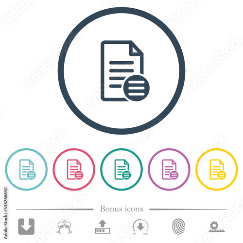 Document options flat color icons in round outlines