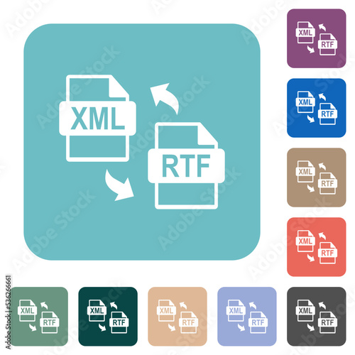 XML RTF file conversion rounded square flat icons