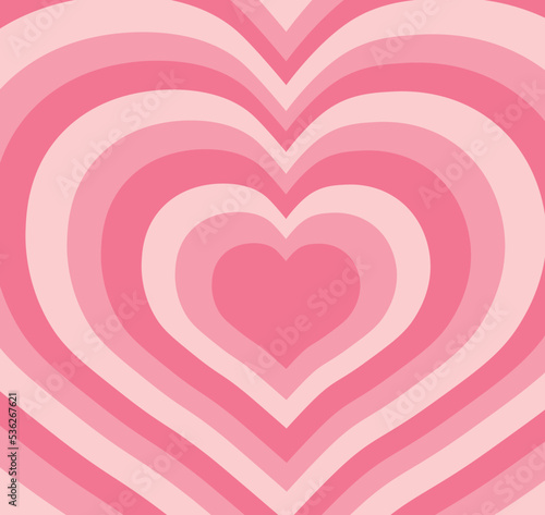 Heart shaped concentric stripes vector background. Hearts shape background.